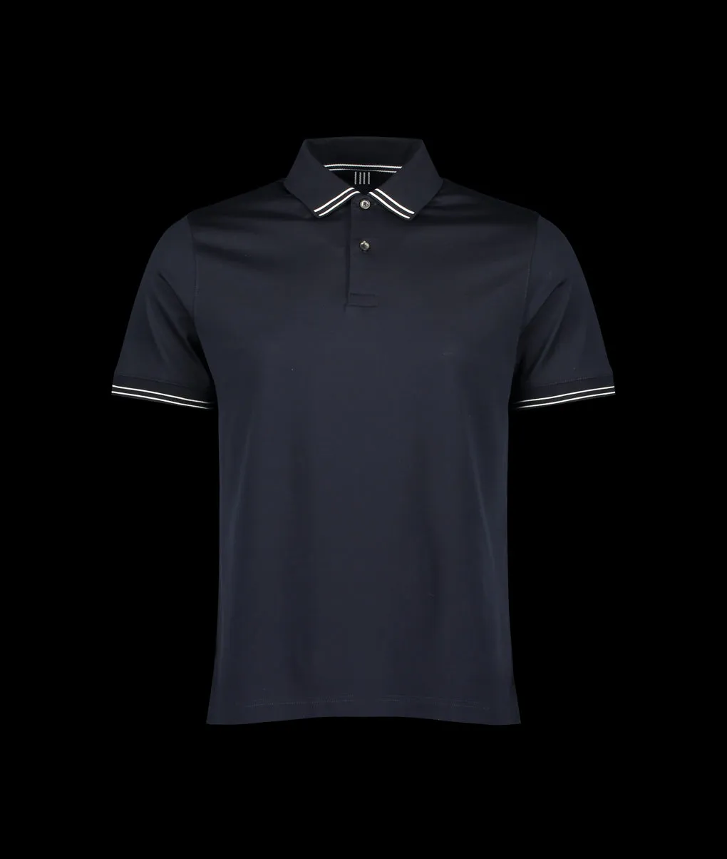 Clare Tipped Polo- - Navy