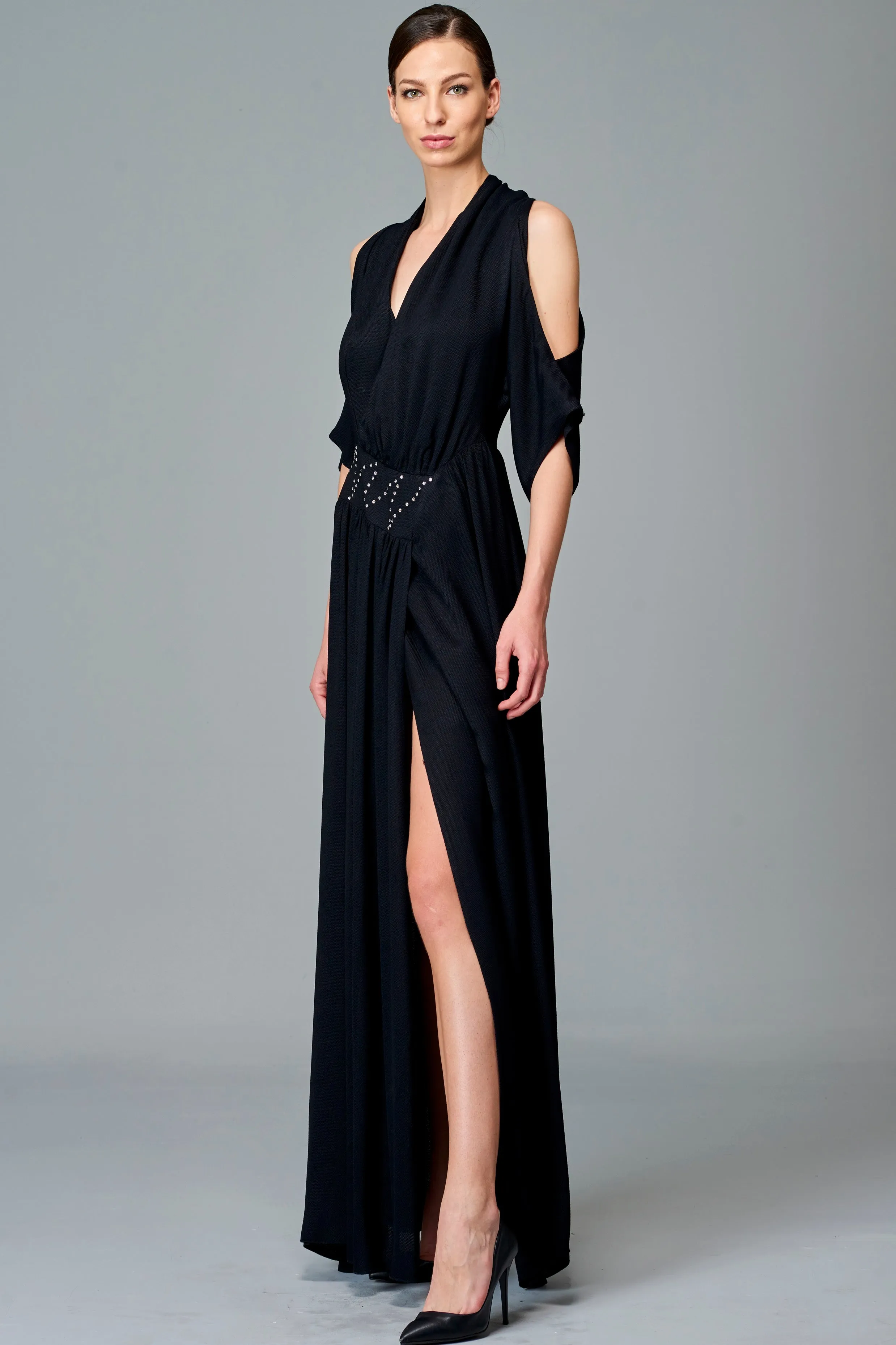 Cold Shoulder Viscose Long Dress