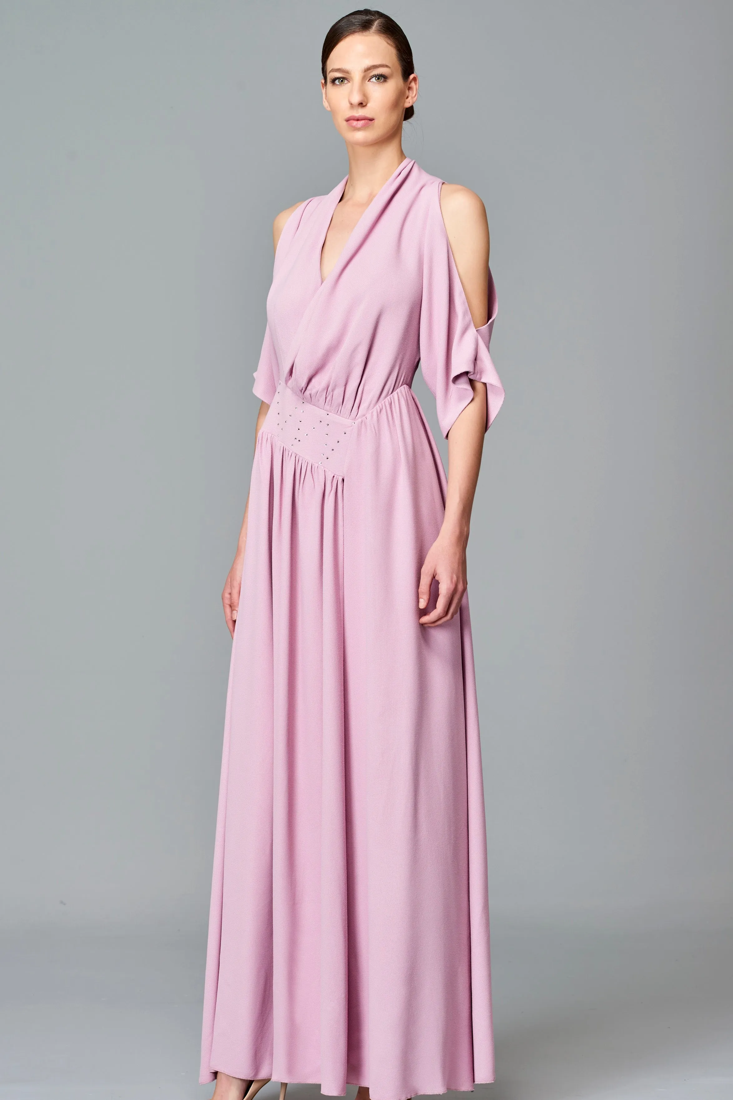 Cold Shoulder Viscose Long Dress