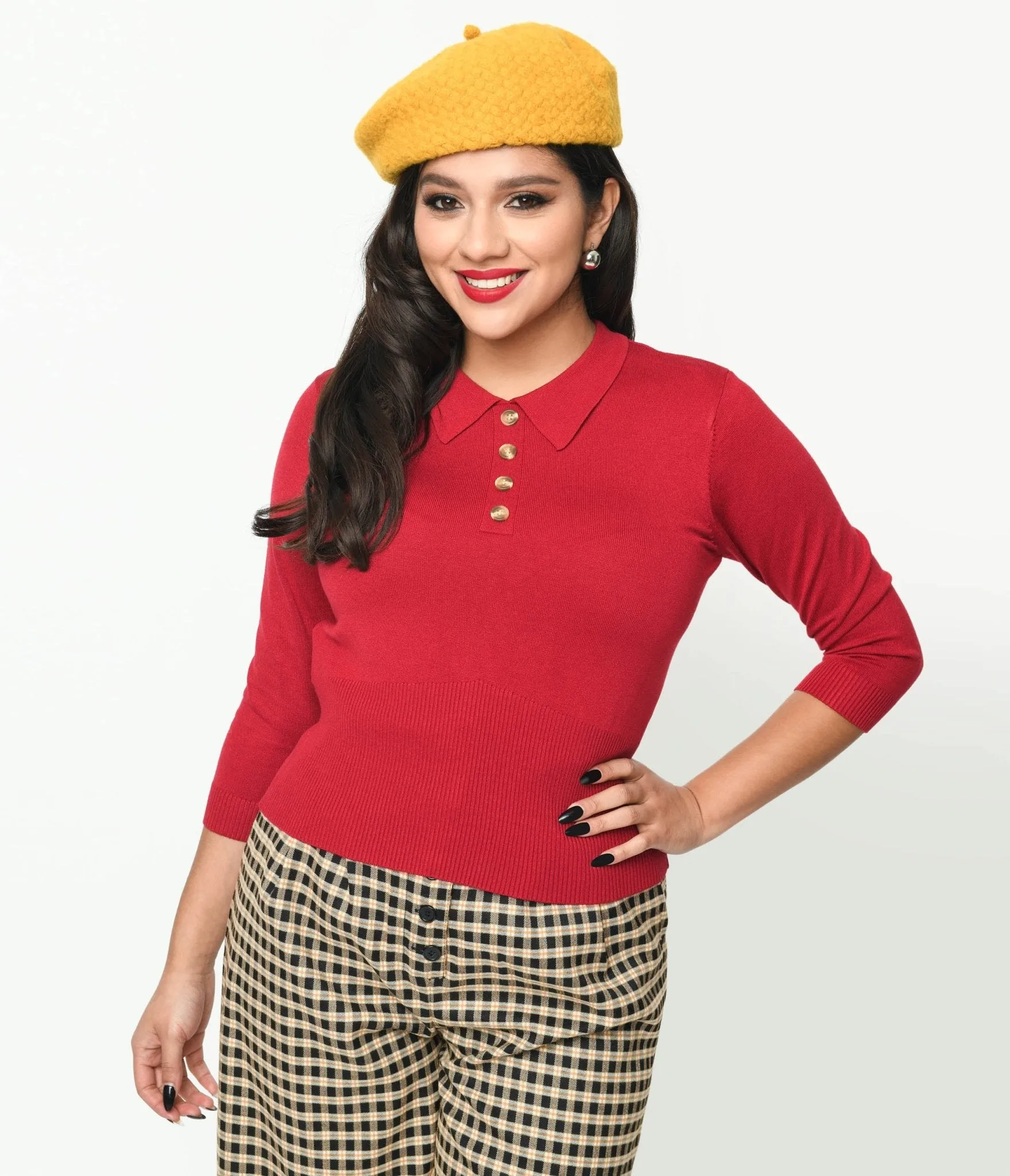 Burgundy Maya Polo Top by Collectif