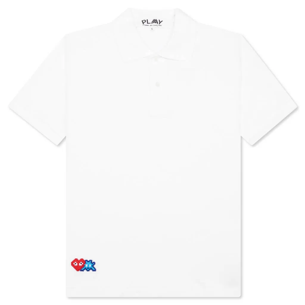 Comme des Garcons PLAY Artist Invader Polo - White