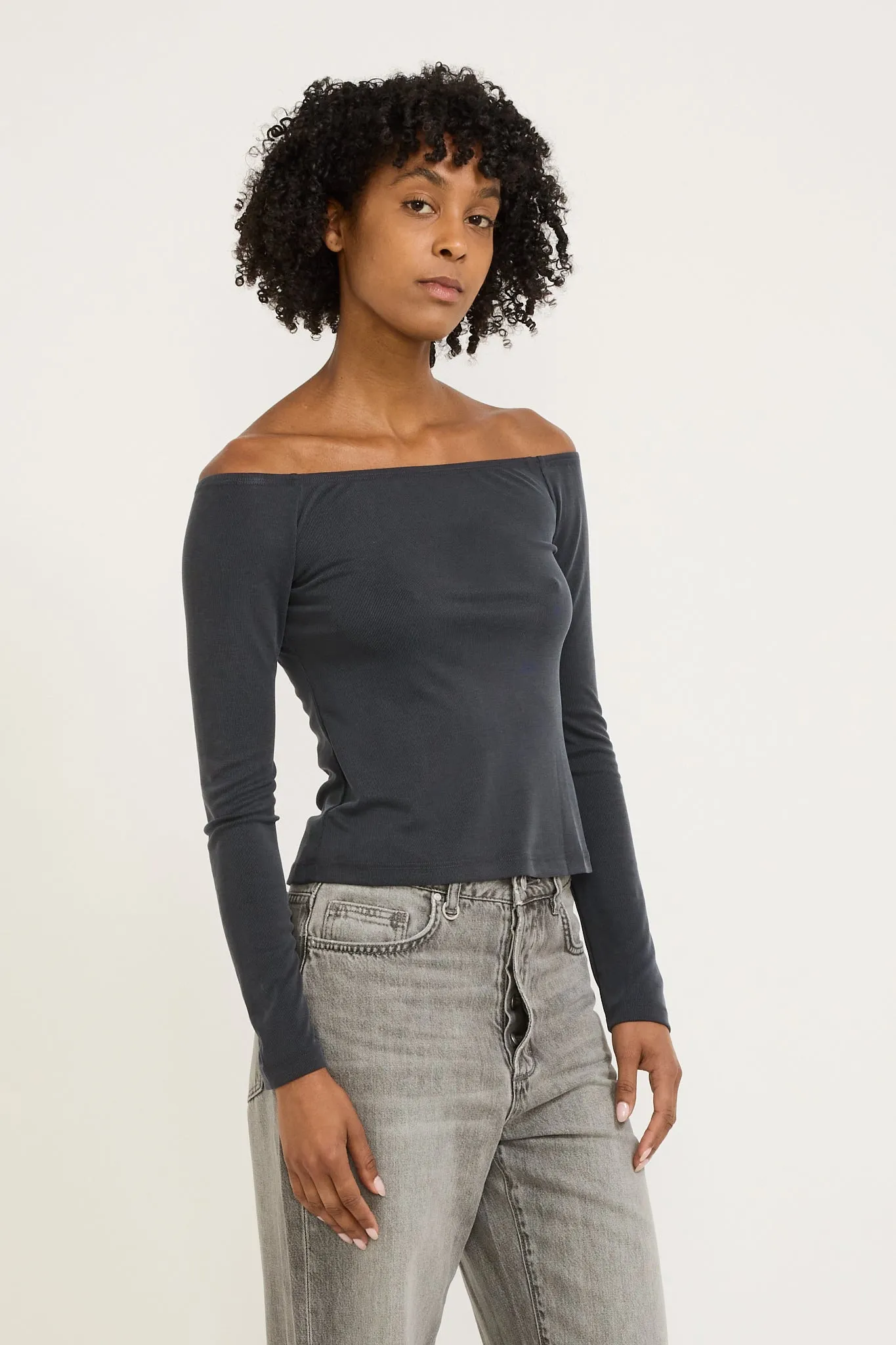 Composure Off Shoulder Top Slate