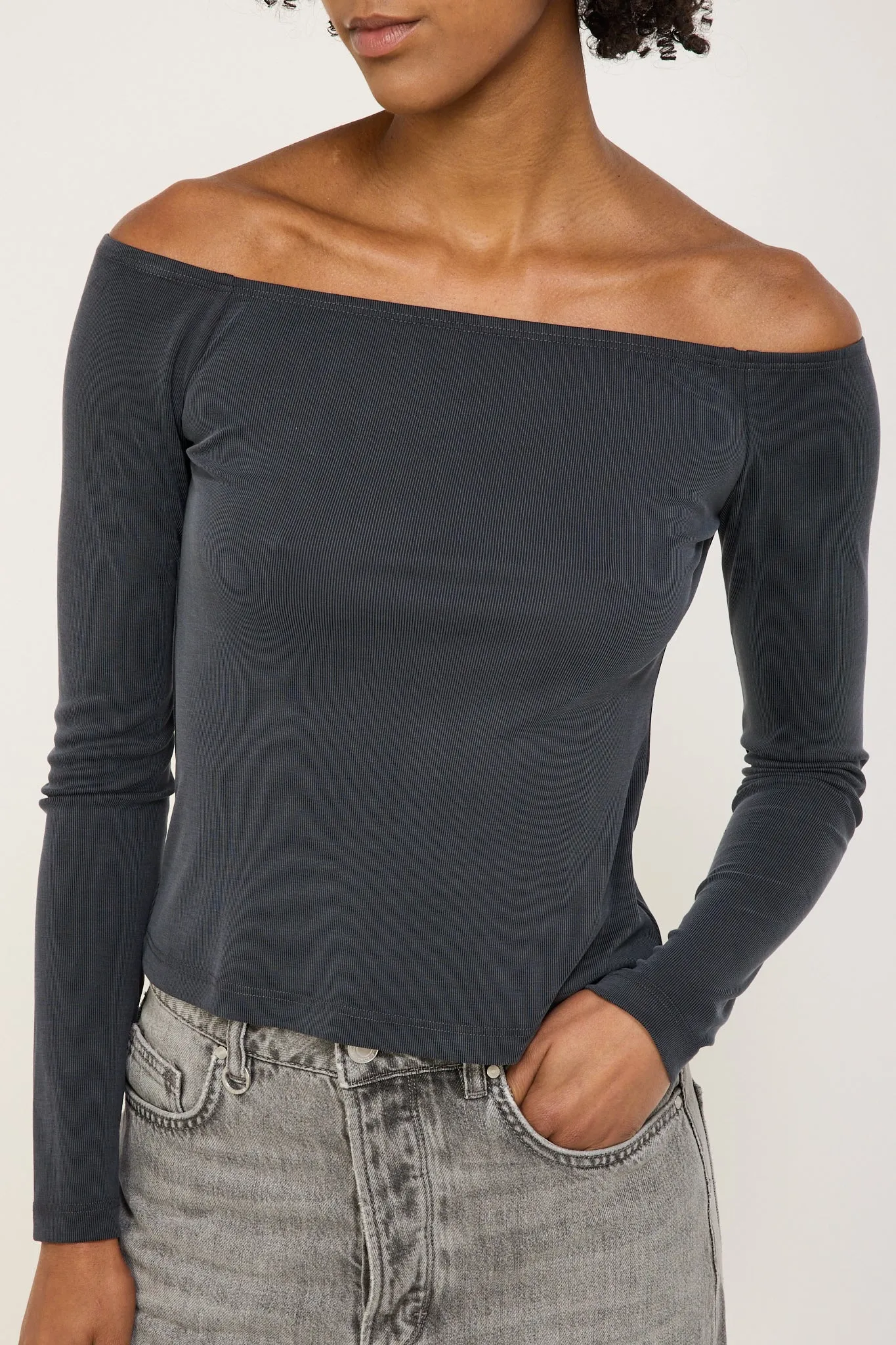 Composure Off Shoulder Top Slate