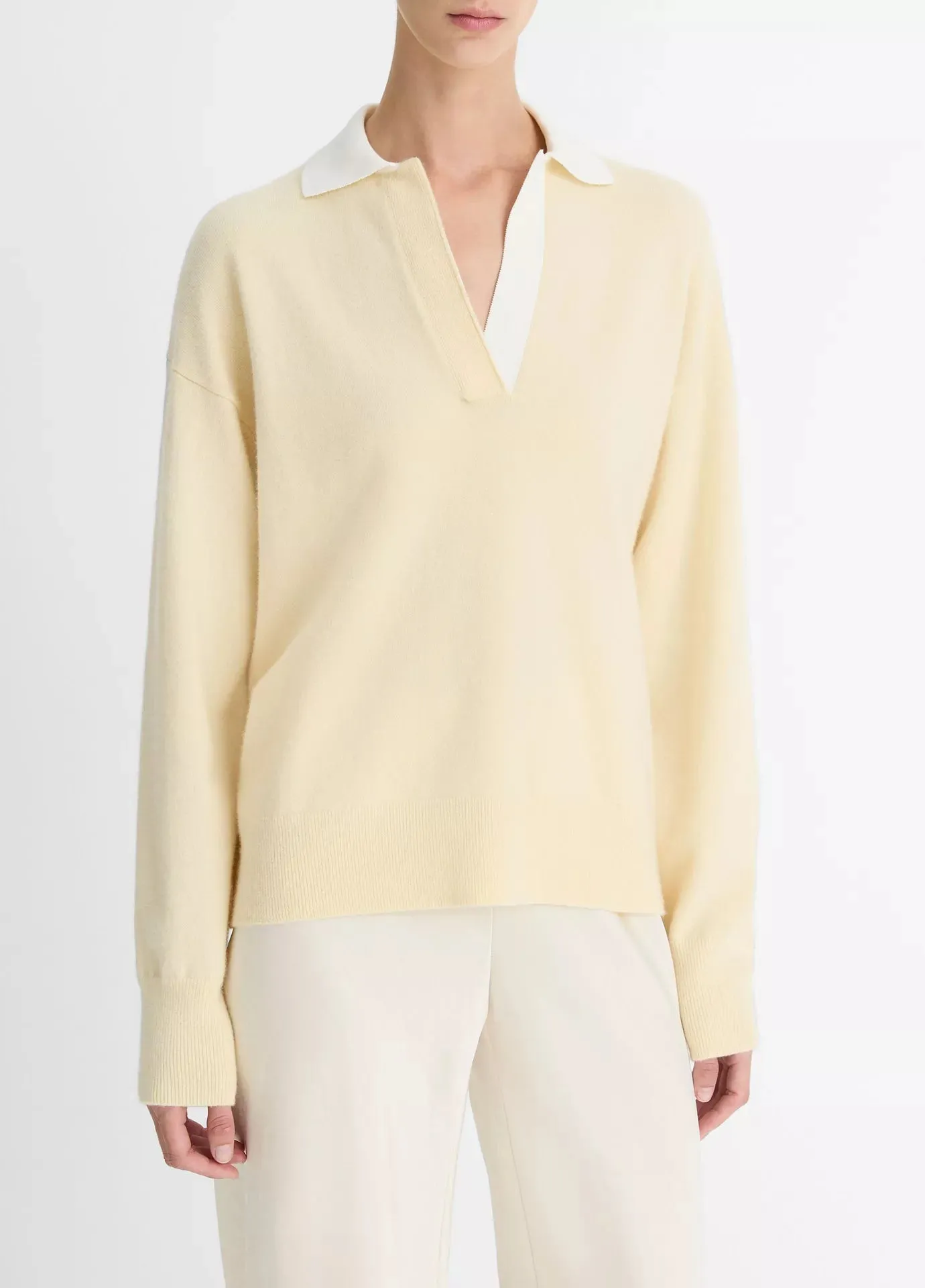 Contrast collar polo, butter