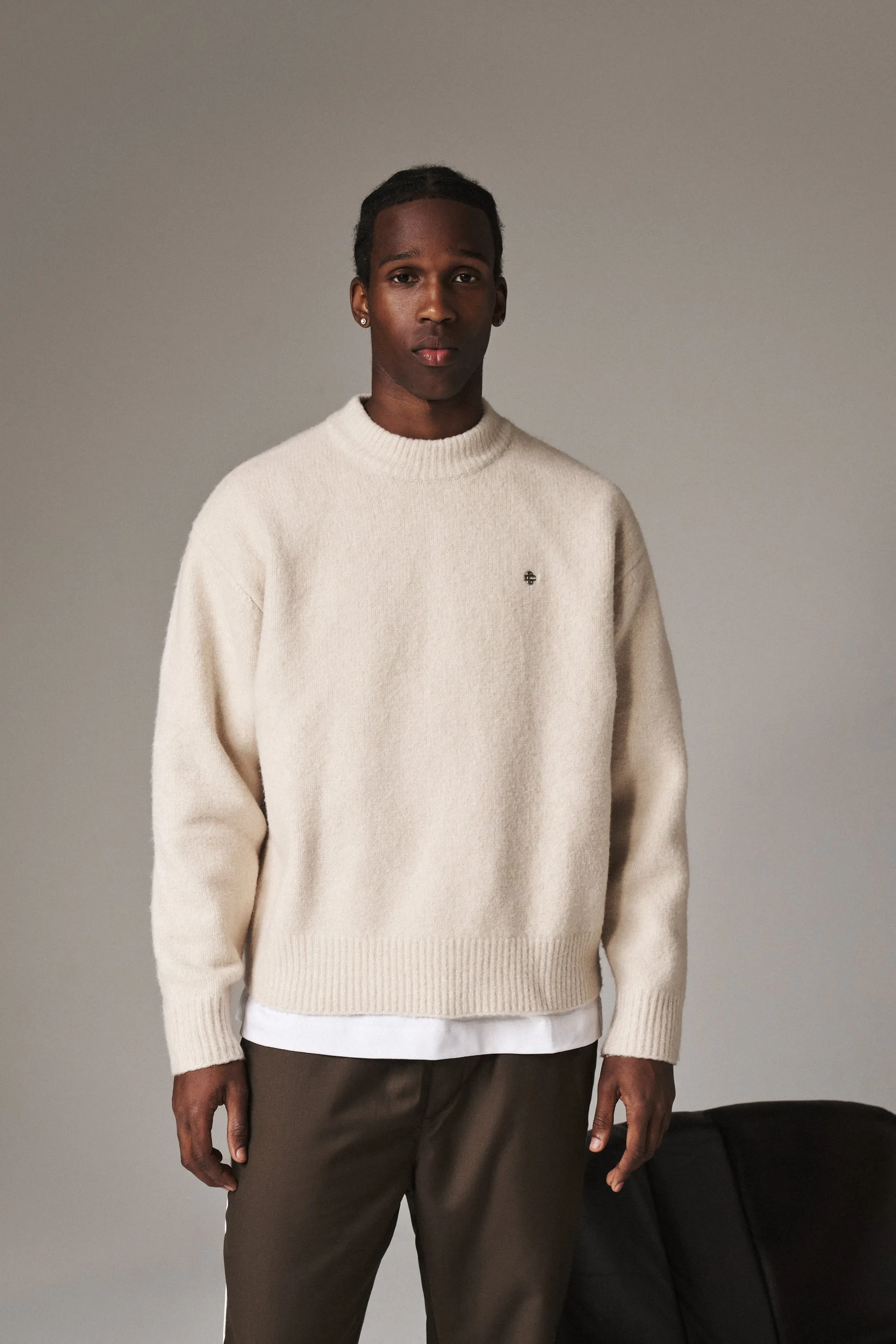 COPYRIGHT BRUSHED KNIT JUMPER - OFF WHITE