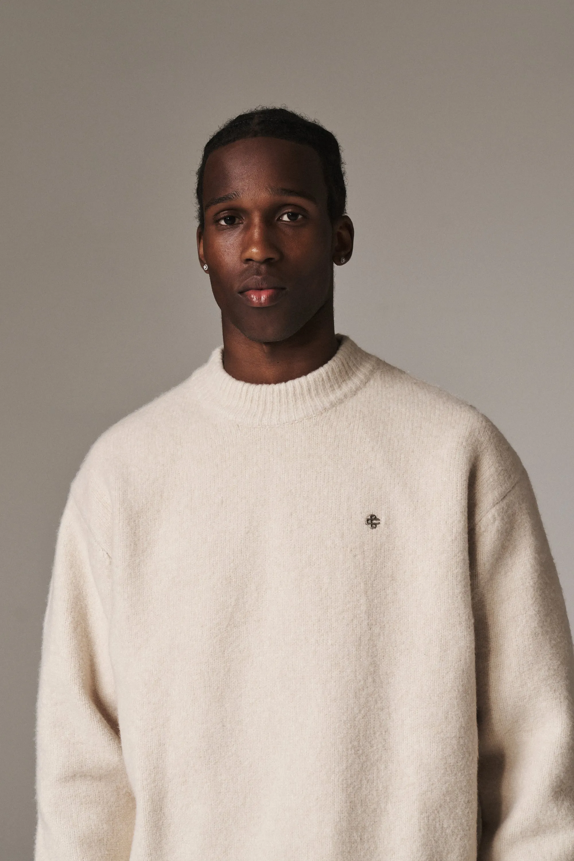 COPYRIGHT BRUSHED KNIT JUMPER - OFF WHITE