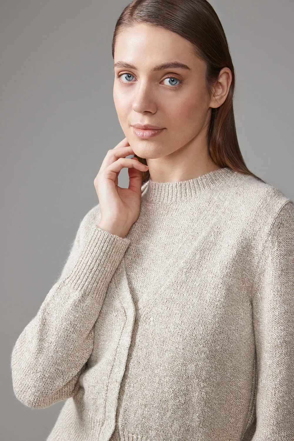 Cotton, alpaca and lurex knit top