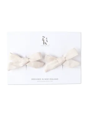 Cream Linen Bow for School Girls