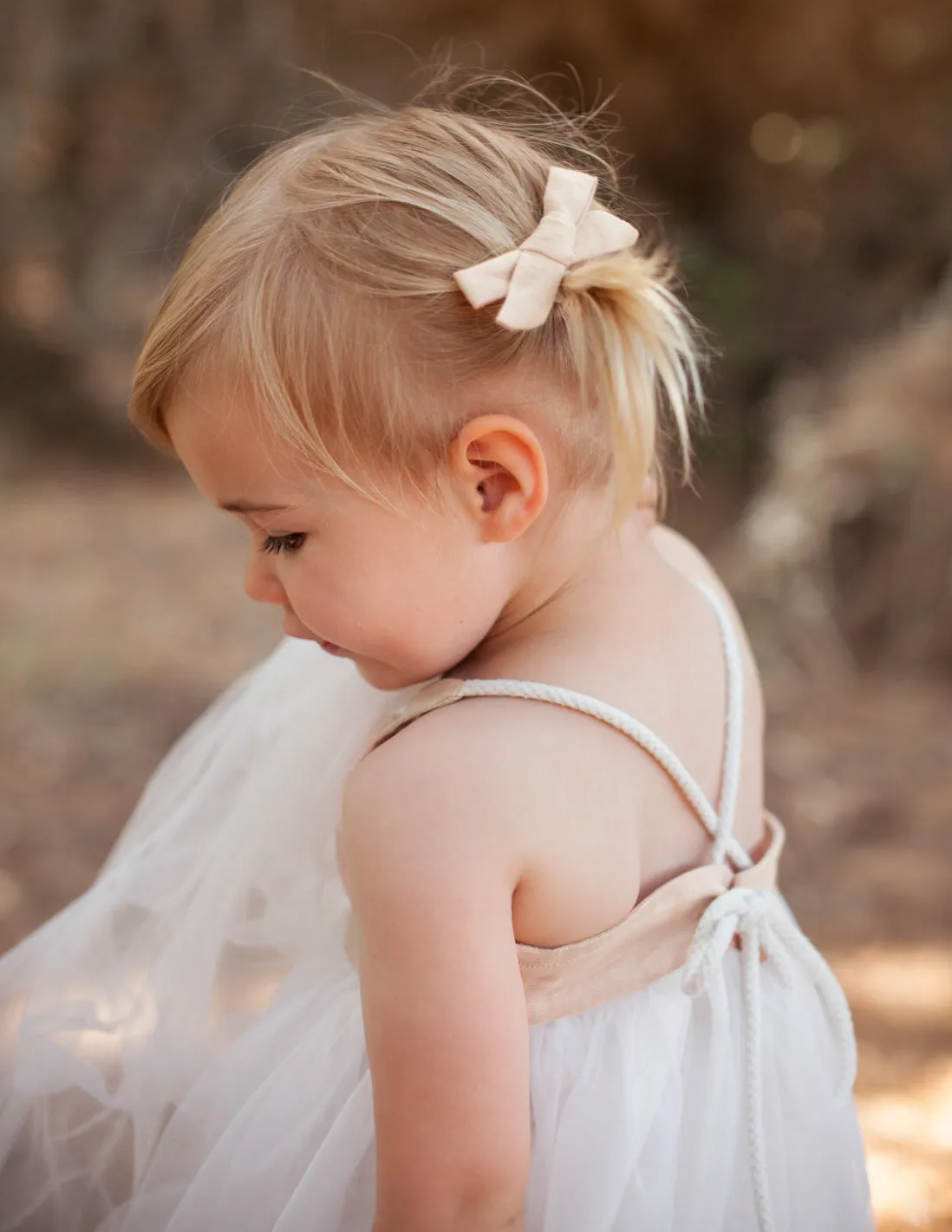 Cream Linen Bow for School Girls