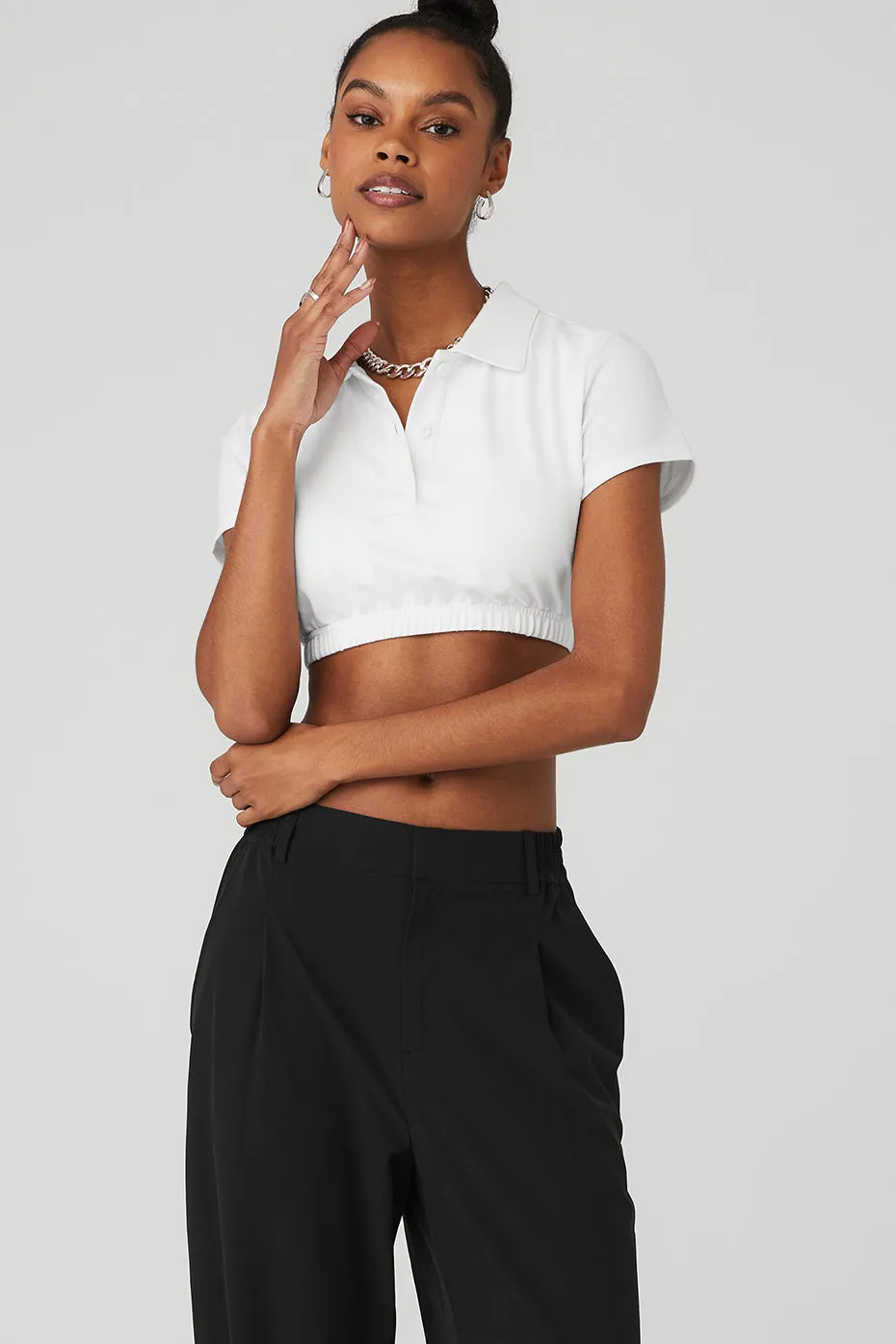 Cropped Prestige Polo - White