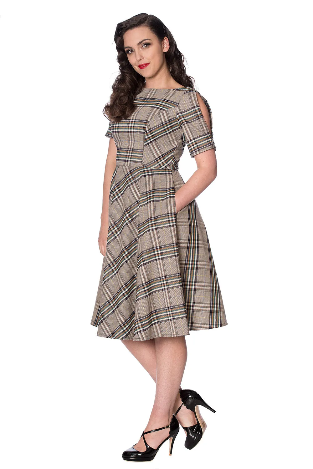 CUTIE CHECK FIT AND FLARE DRESS