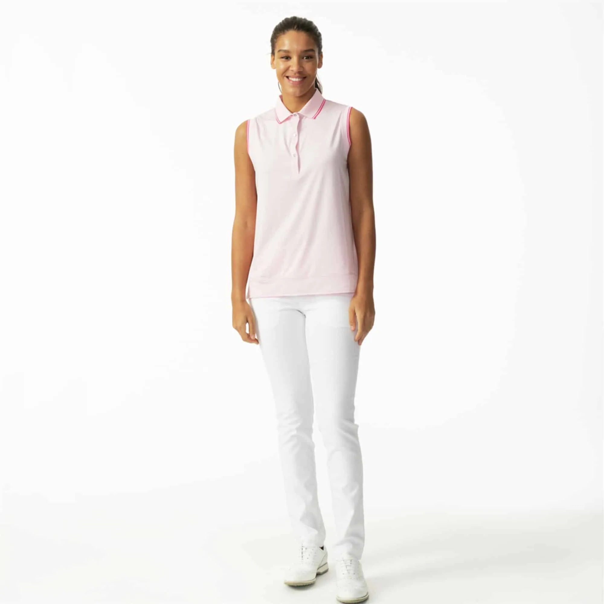 Pink Sleeveless Polo Shirt by Daily Sports