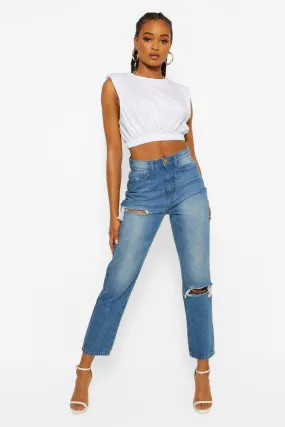 Denim Ripped Detail Boyfriend Jeans