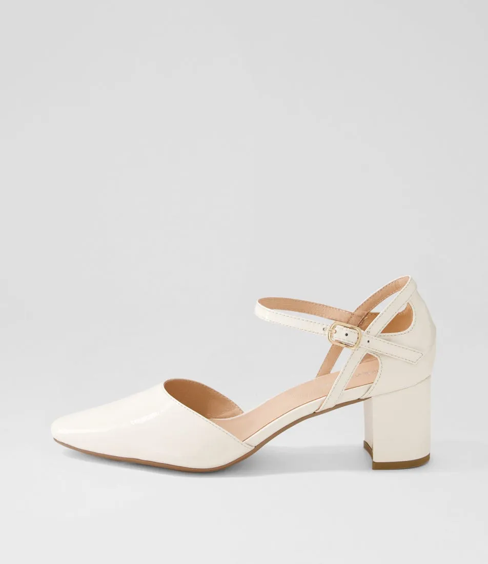 DIANA FERRARI Loctavia Cream Patent Leather Heels