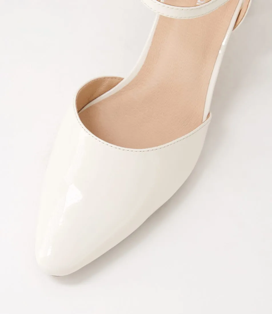 DIANA FERRARI Loctavia Cream Patent Leather Heels