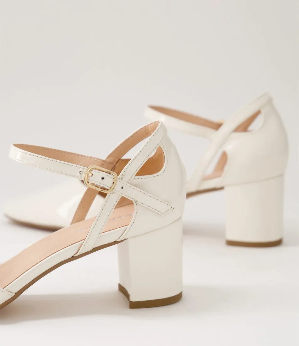 DIANA FERRARI Loctavia Cream Patent Leather Heels