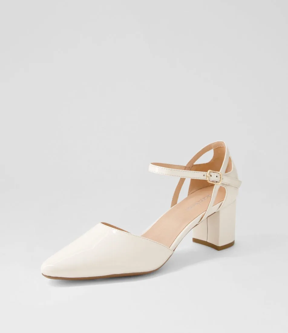 DIANA FERRARI Loctavia Cream Patent Leather Heels