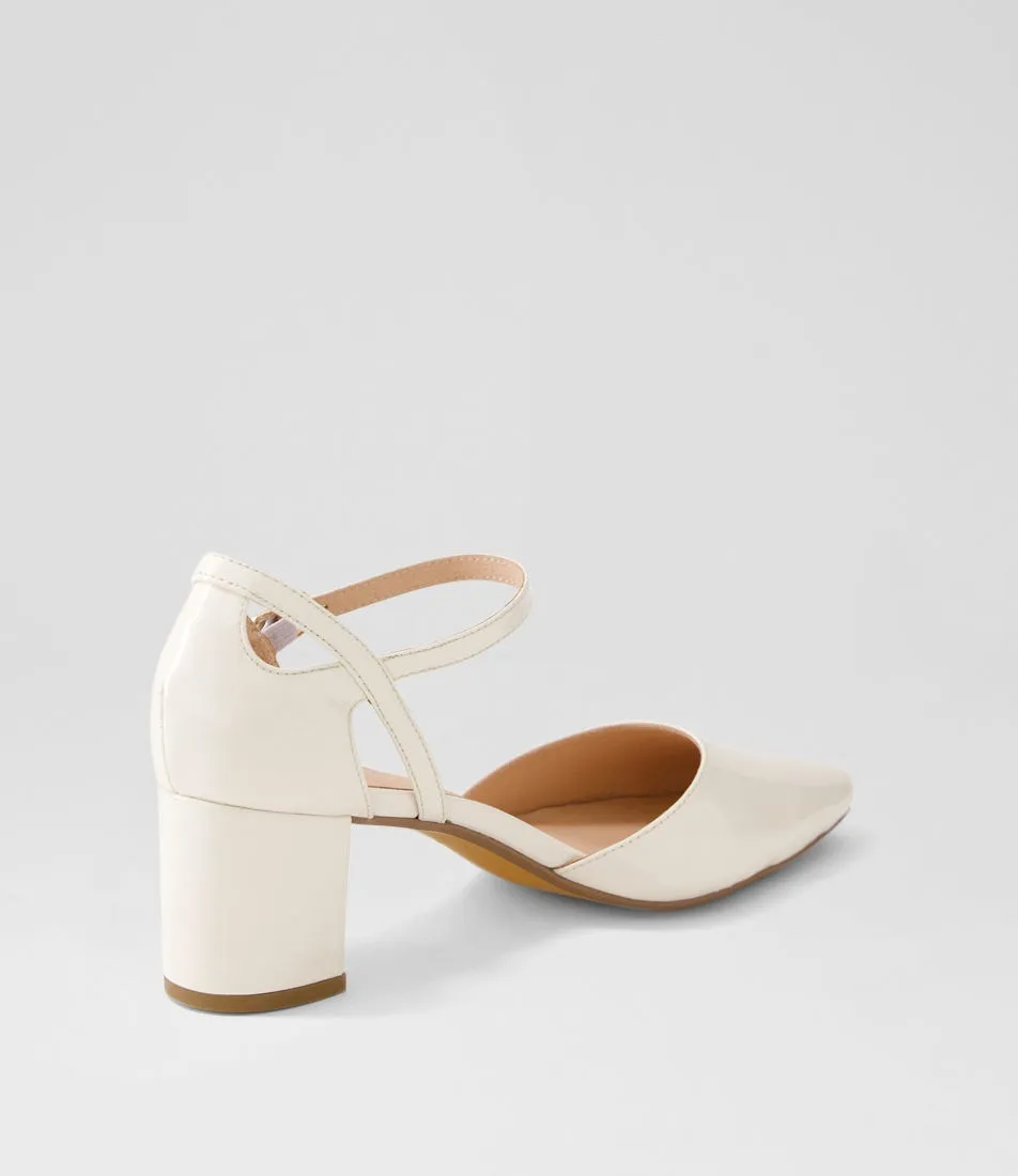 DIANA FERRARI Loctavia Cream Patent Leather Heels