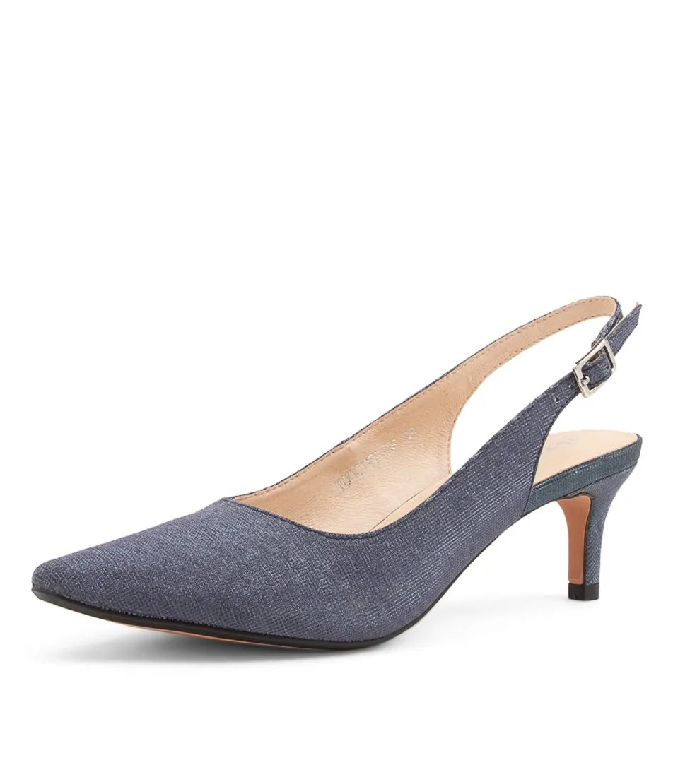 DIANA FERRARI Toocine Blue Metallic Suede Heels