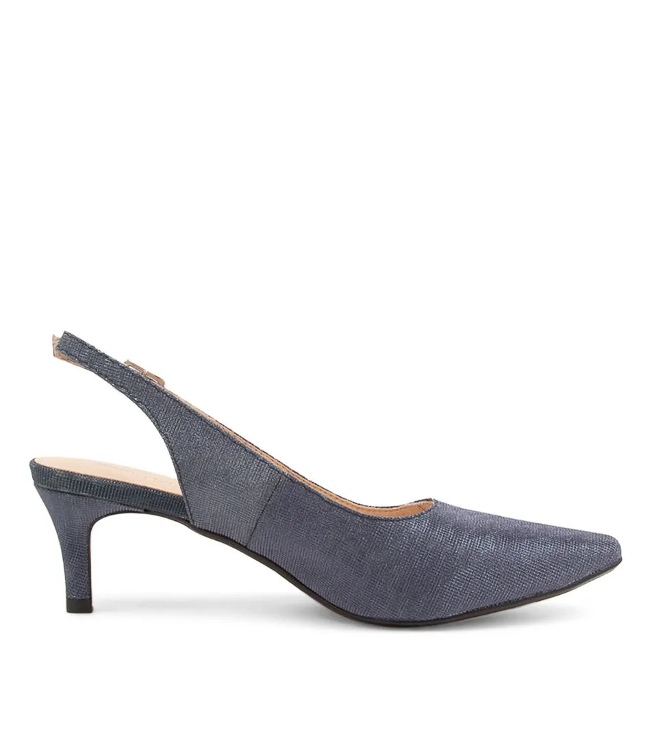 DIANA FERRARI Toocine Blue Metallic Suede Heels