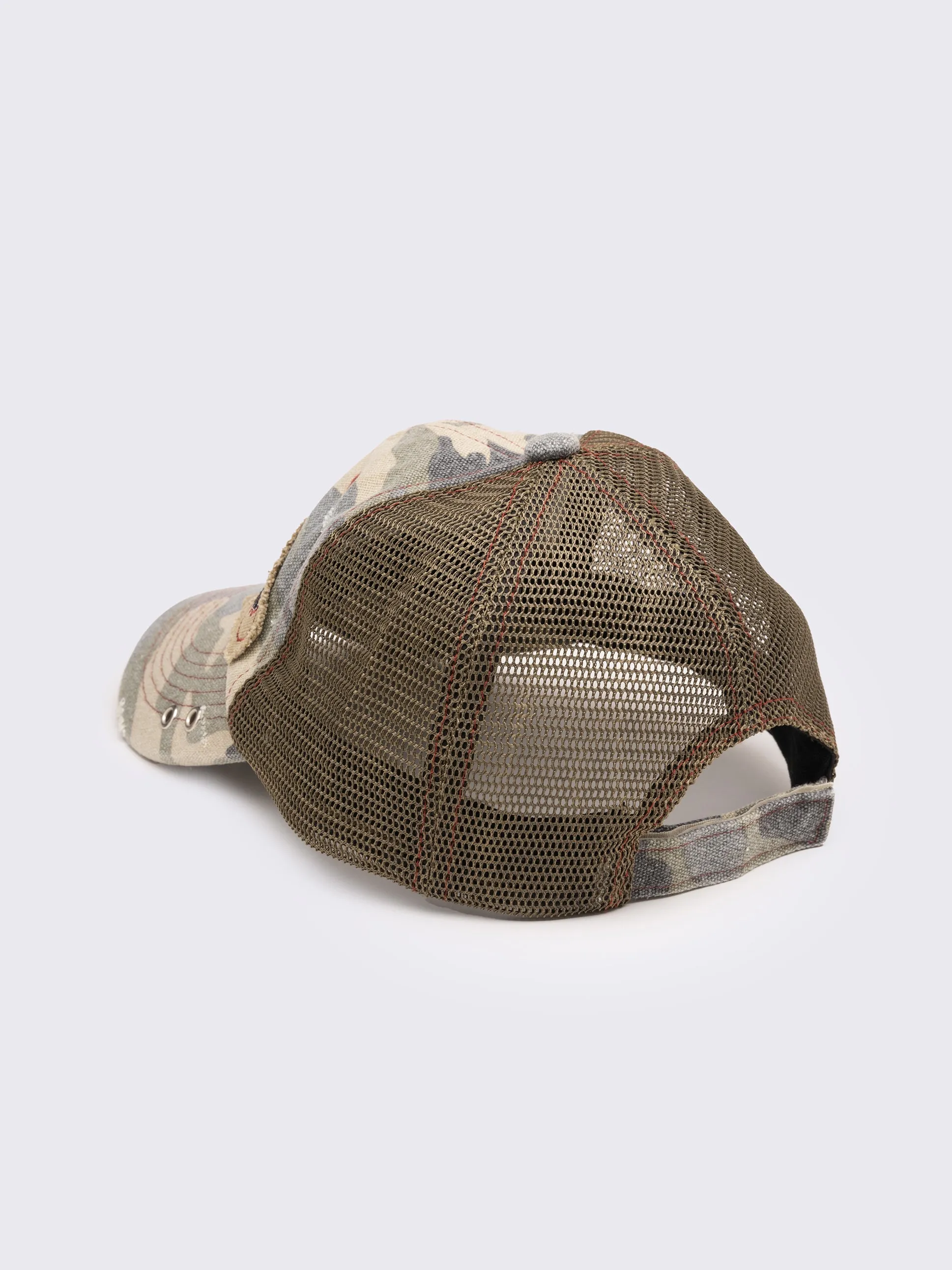 Distressed Camouflage Trucker Hat