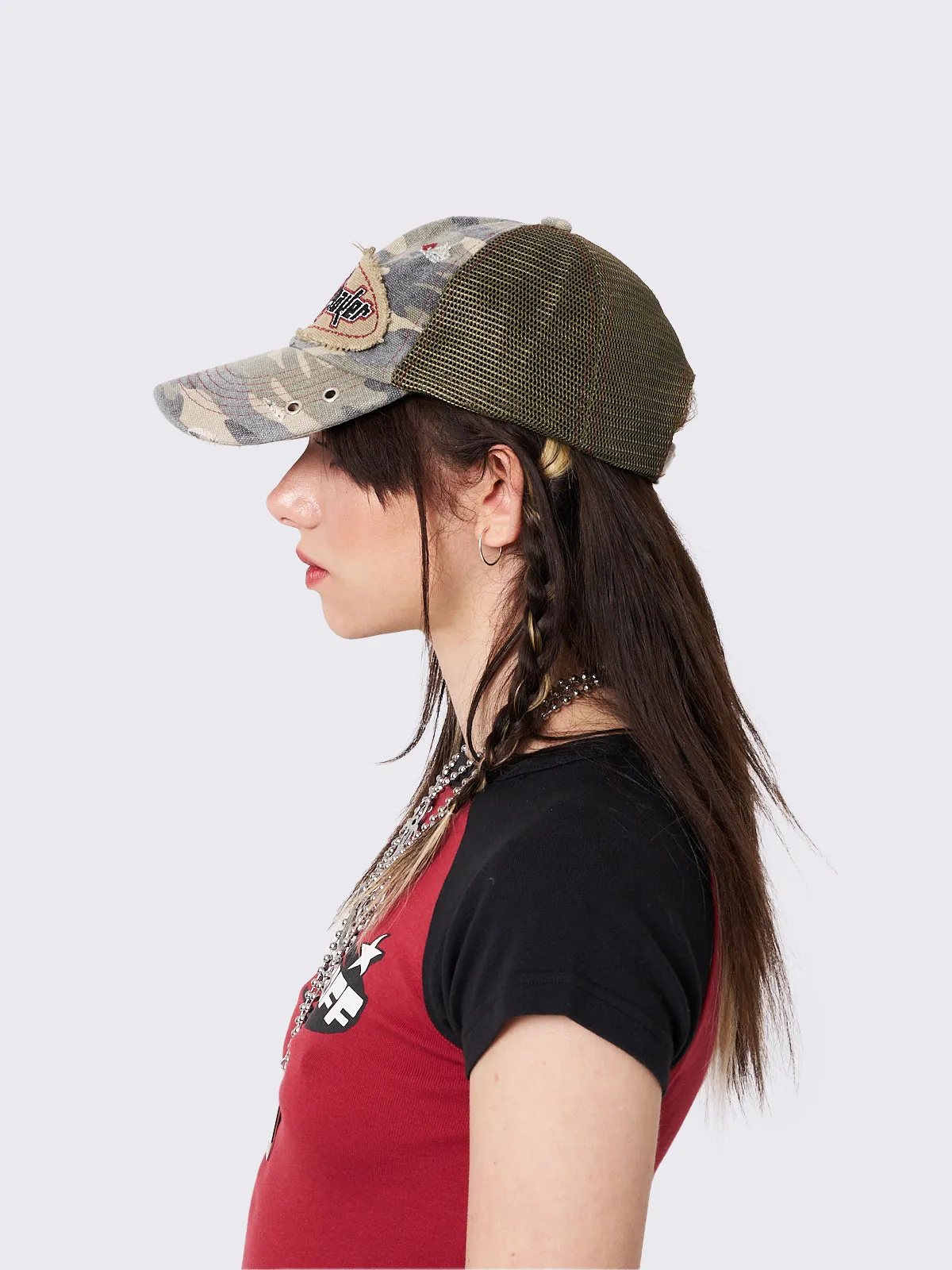 Distressed Camouflage Trucker Hat