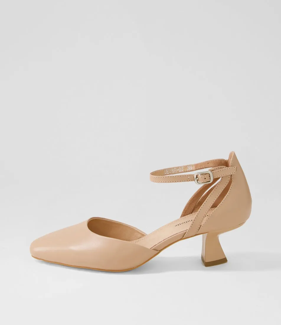 DJANGO & JULIETTE Deone Dark Nude Leather Heels