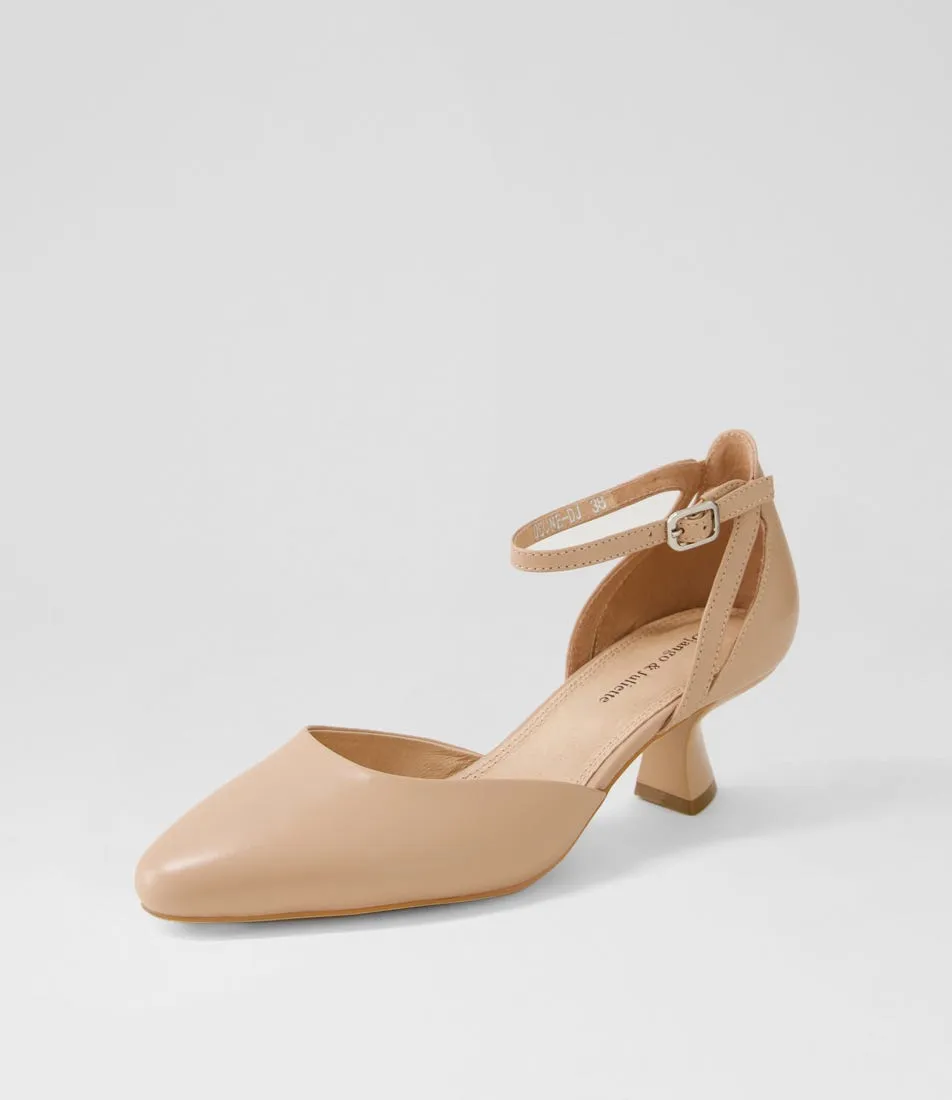 DJANGO & JULIETTE Deone Dark Nude Leather Heels