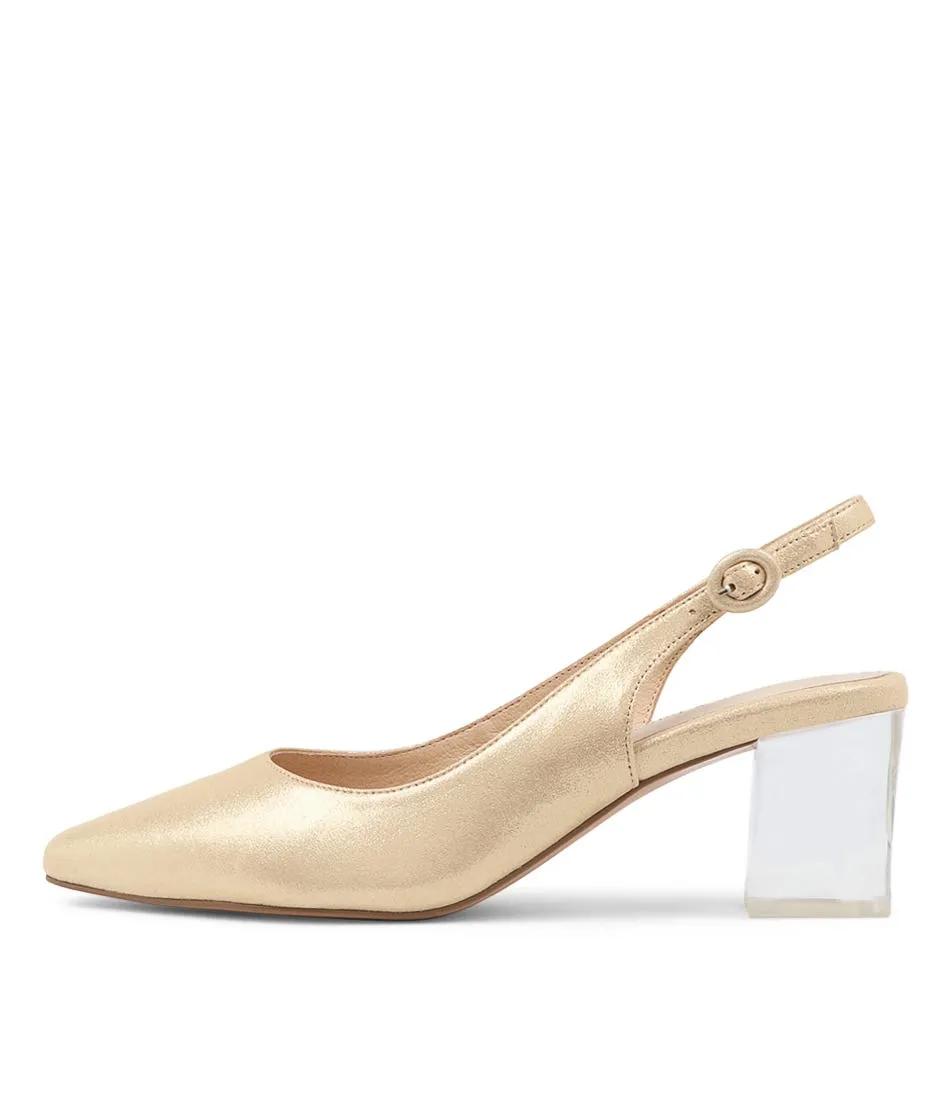 DJANGO & JULIETTE Hinnis Gold Shimmer Leather Heels