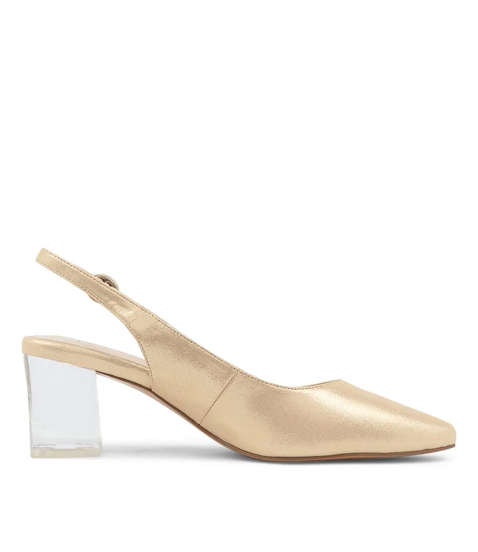 DJANGO & JULIETTE Hinnis Gold Shimmer Leather Heels