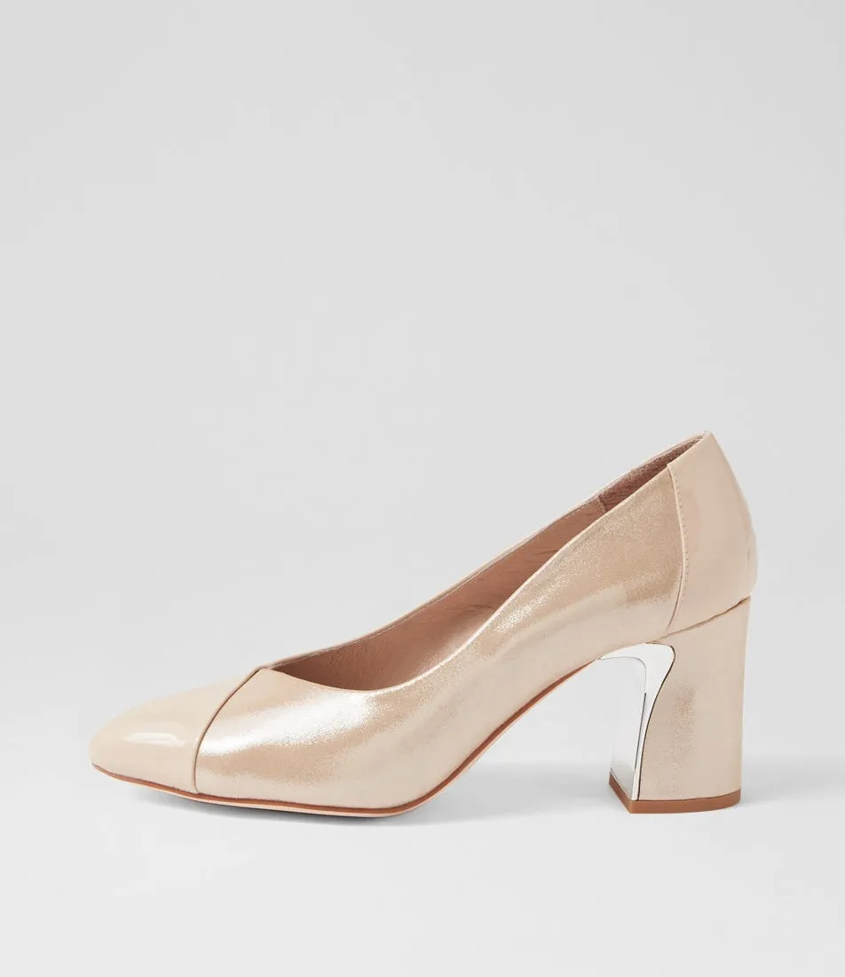 DJANGO & JULIETTE Kanns Nude Shimmer Leather Patent Heels