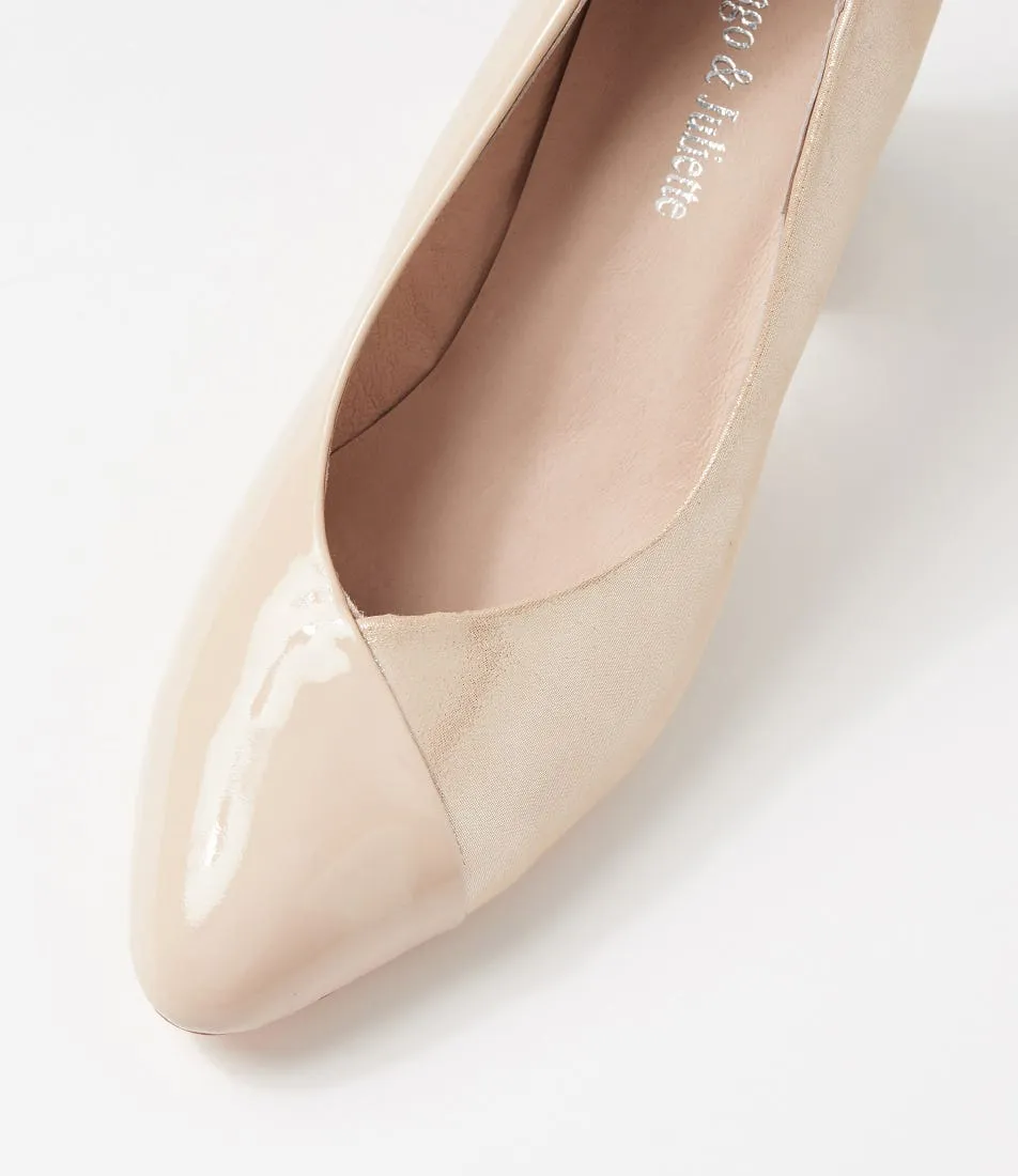 DJANGO & JULIETTE Kanns Nude Shimmer Leather Patent Heels