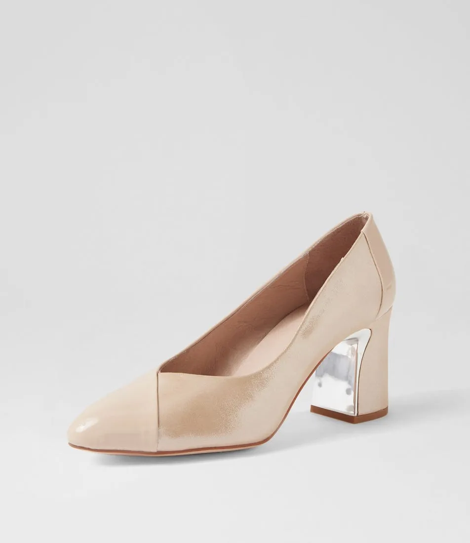 DJANGO & JULIETTE Kanns Nude Shimmer Leather Patent Heels