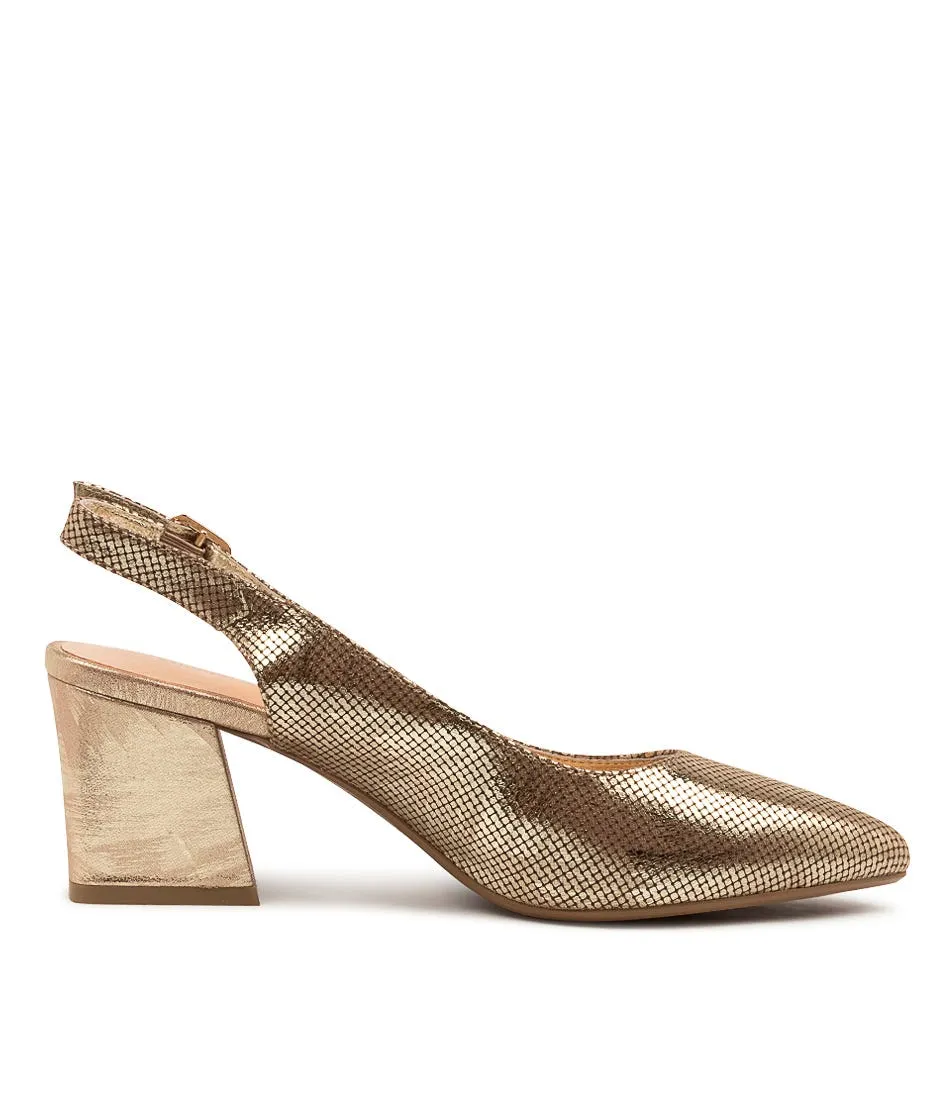 DJANGO & JULIETTE Malia Old Gold Cut Leather Heels