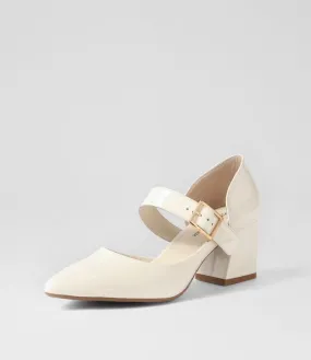 DJANGO & JULIETTE Milling Ivory Patent Leather Mary Jane Heels