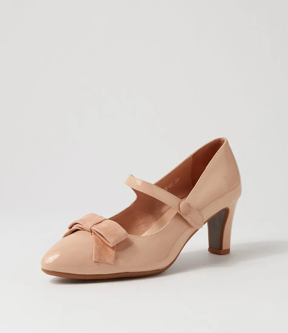 DJANGO & JULIETTE Tinar Nude Patent Suede Heels