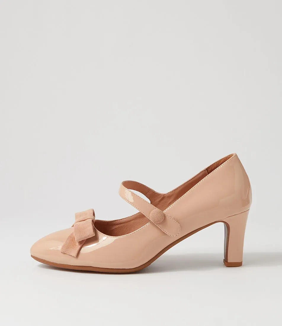 DJANGO & JULIETTE Tinar Nude Patent Suede Heels