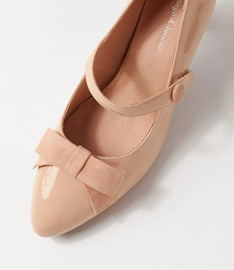 DJANGO & JULIETTE Tinar Nude Patent Suede Heels