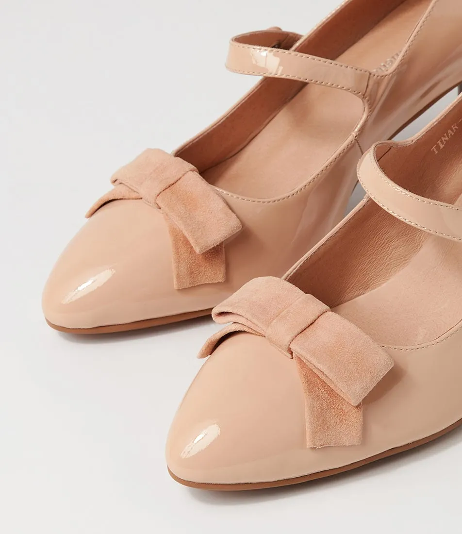 DJANGO & JULIETTE Tinar Nude Patent Suede Heels