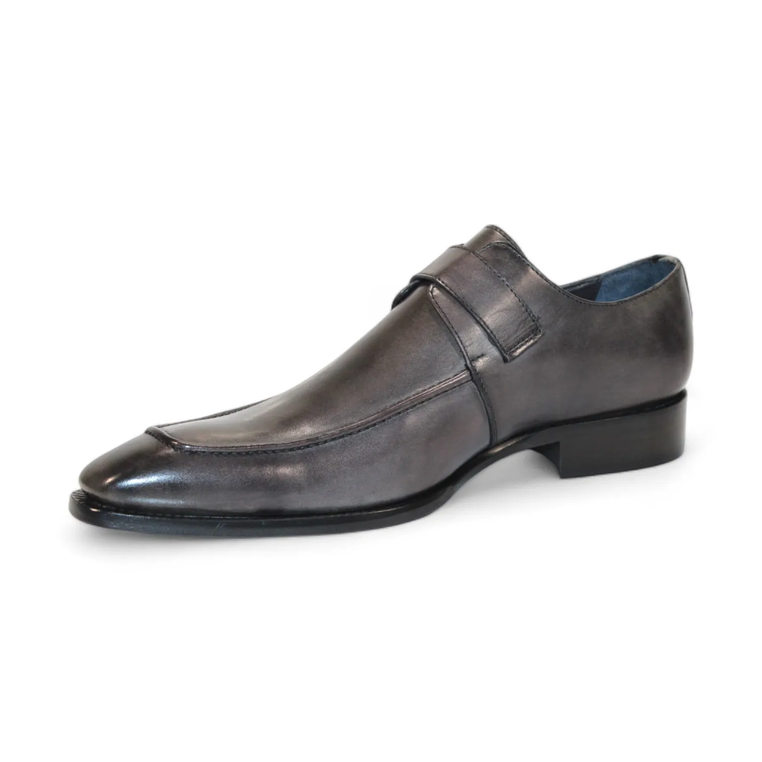 Duca Garda Men's Shoes Grey Calf-Skin Leather Monkstraps Oxfords (D1028)