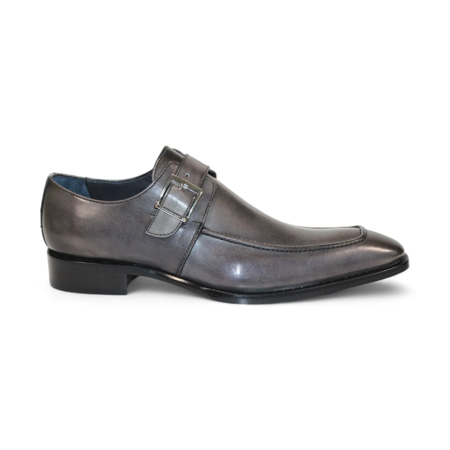 Duca Garda Men's Shoes Grey Calf-Skin Leather Monkstraps Oxfords (D1028)