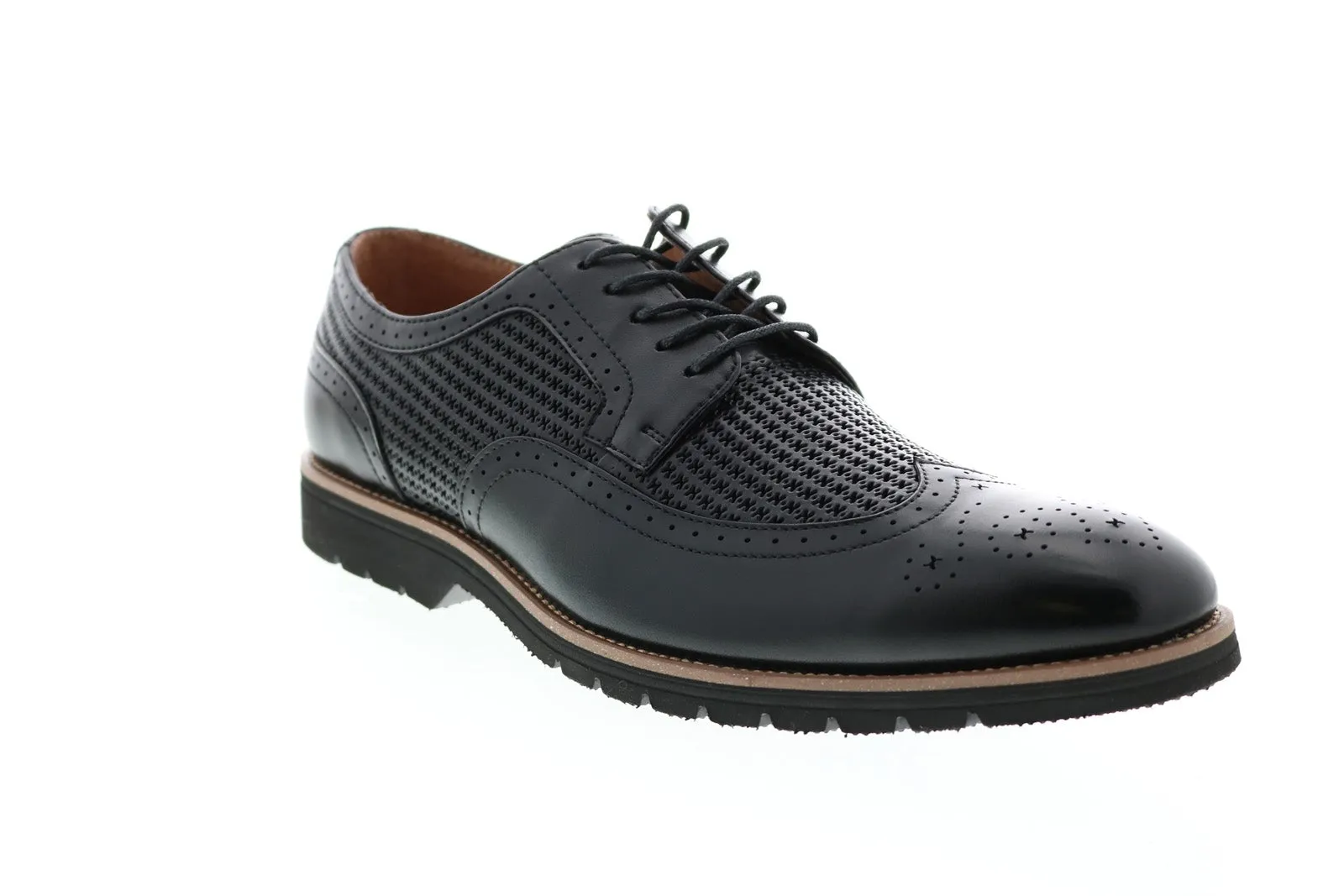 Emile Mens Black Leather Wingtip Oxfords Shoes