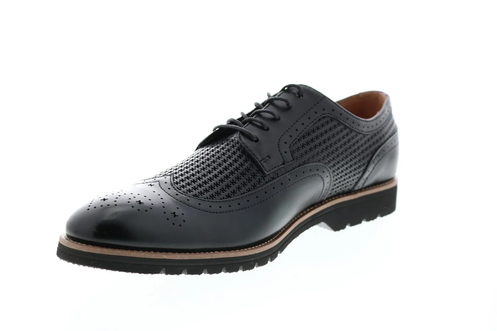 Emile Mens Black Leather Wingtip Oxfords Shoes