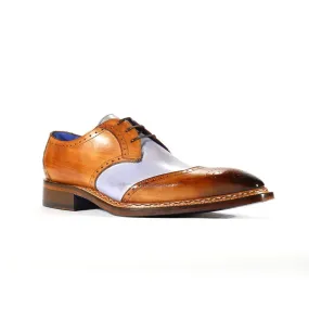 Emilio Franco Dante Men's Cognac & Light Blue Leather Oxfords EFS3705