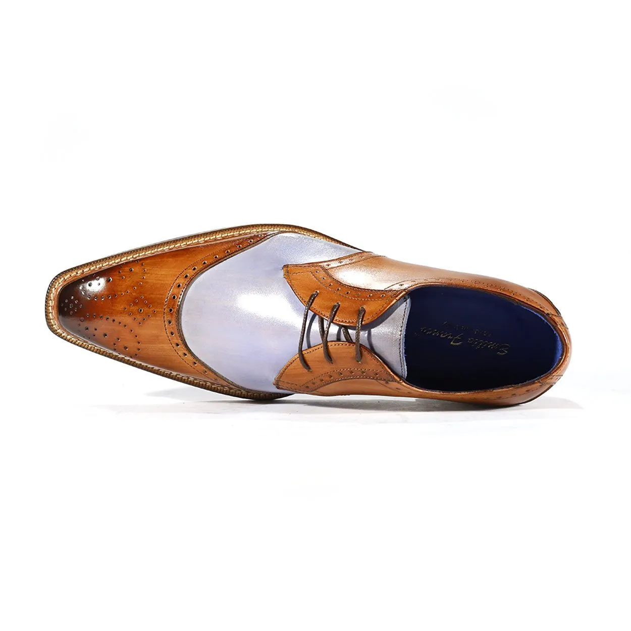 Emilio Franco Dante Men's Cognac & Light Blue Leather Oxfords EFS3705