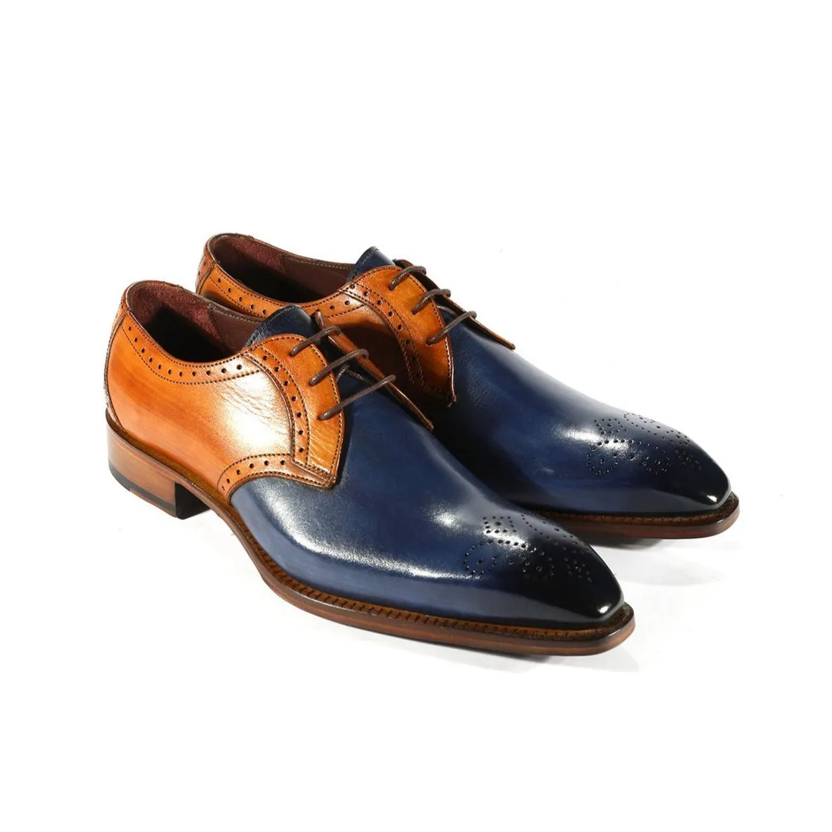 Men's Navy & Cognac Calf-Skin Leather Oxfords