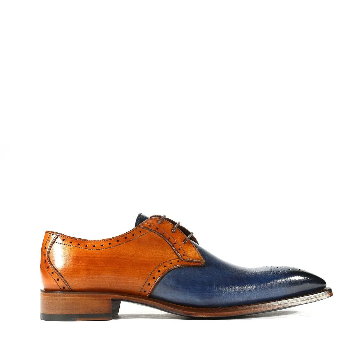 Men's Navy & Cognac Calf-Skin Leather Oxfords