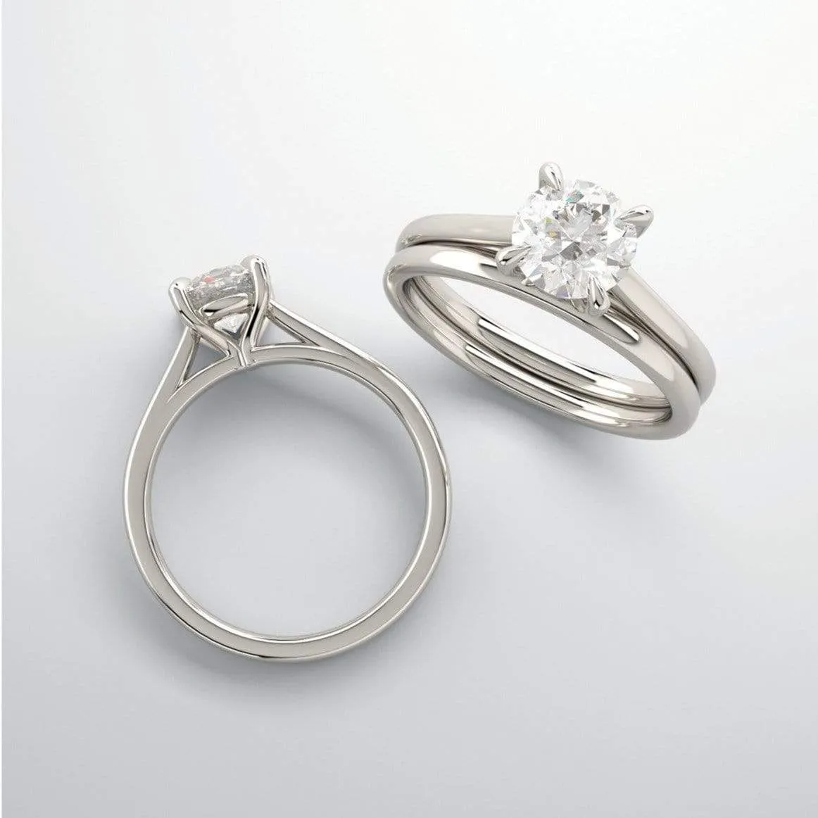 Emily Prong Set Narrow Cathedral Solitaire Engagement Ring - Setting only