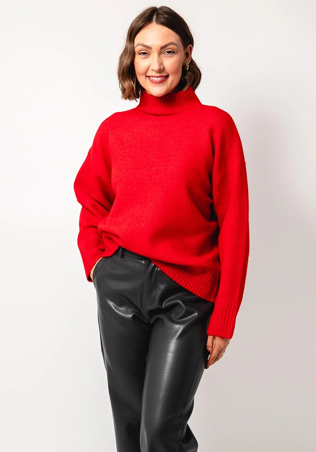 Esqualo Polo Neck Knit Jumper, Red