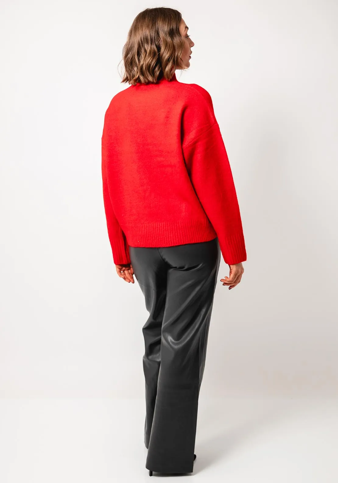 Esqualo Polo Neck Knit Jumper, Red